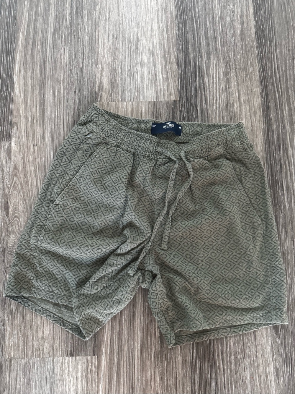Hollister Olive Textured Drawstring Athletic Shorts